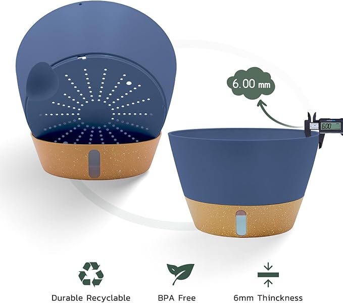 ZMTECH 12 Inch Hanging Planters for Indoor Plants, 2 Pack Self Watering Hanging Planter with Visual Reservoir, Hanging Pots for Plants Outdoor with Drainage Hole and Plant Hanger(12Inch, Blue)