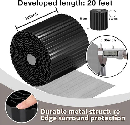 10IN x 20FT Corrugated Metal Garden Edging Borders,Sturdy Landscape Edging Border Galvanized Lawn Edge Garden Fence for Flower Bed,Tree,Grass,Paver