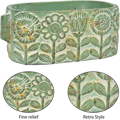 8 inch Green Pots Planters Indoor Plants Succulent Pots Rectangle Window Box Cactus Plant Containers for Home Decor(No Drainage)