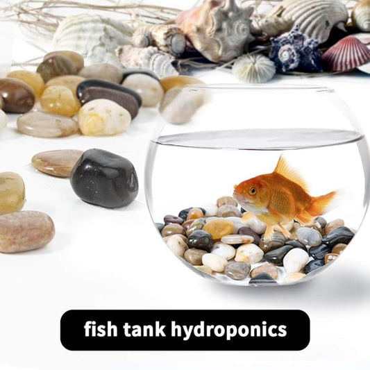 Pebbles Polished Gravel, Natural Polished Mixed Color Stones, Small Decorative River Rock Stones 2 Pounds (32-Oz)