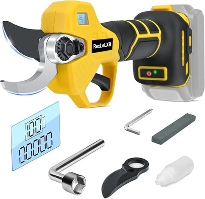 Cordless Electric Pruning Shears for DeWalt 20V Battery, Brushless Tree Pruner with LCD&SK5 Blades, Adjustable Cutting Dia. 0.8-1.2 Inch for Gardening, Tree Pruning(NO Battery)