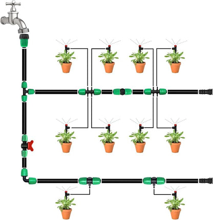 23 Pcs 1/2 Inch Drip Irrigation Fittings Kit (1/2" ID x 0.65" OD), 1/2 Inch Irrigation Tubing Set Including 4 Tees, 4 Couplings, 3 Elbows, 4 Reducer Tee, 4 Plugs, 2 Valves and 2 Faucet Adapter
