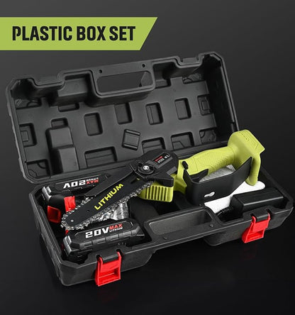 Mini Chainsaw Crodless, 6-Inch Small Chainsaw Electric Chain Saws with 2 Batteries Powered, Super Handheld Protable Saws For Tree Cutting, Tree Branches, Courtyard and Garden Tool