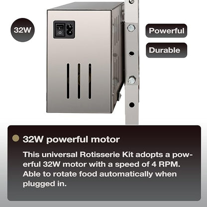 46" Outdoor Electric Rotisserie Grill Kit | 90LBS Pig Spit Rotisserie Grill | 32W Rotatable Motor BBQ Rotisserie Kit | Height Adjustable Spit Roaster Stand for Roasting Pig Lamb