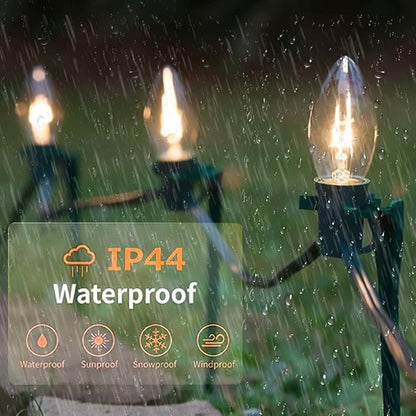 SUNSGNE C9 Clear Christmas Lights 25Ft Outdoor Christmas String Lights with 26 Clear Light Bulbs for Outdoor Patio, Cafe, Party Decor- Green Wire