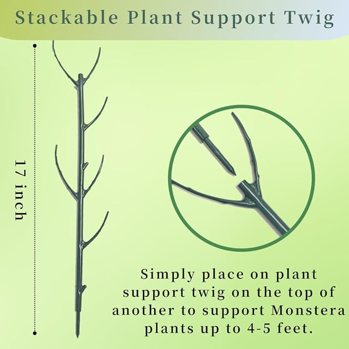 10 Pack Stackable Monstera Plant Support Stakes, 75inch Climbing Garden Plant Support Sticks Structures with 20pcs Clips & Ties, for Indoor Outdoor Plants Alternative to Moss Pole