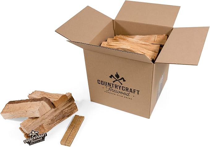 8" Kiln-Dried Red Oak Cooking Wood, 10 lbs – Sustainably Sourced Firewood and BBQ Wood for Ooni, Gozney, Grills, Smokers & Solo Stove – Includes 2 Firestarters – Made in The USA