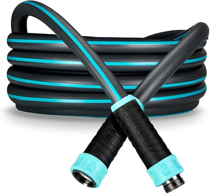 Hybrid Garden Water Hose 25 ft x 5/8”, Durable Heavy Duty Material, Kink-Free with Swivel Grips and Anodized Couplings, 700004 by New England Garden Tools