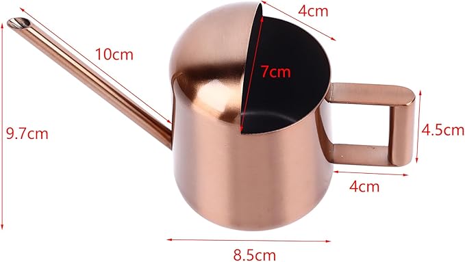 Watering Can 10oz/300ml Stainless Steel Long Spout Semi Open Powder Coated Flower Watering Pot for Garden Family Outdoor