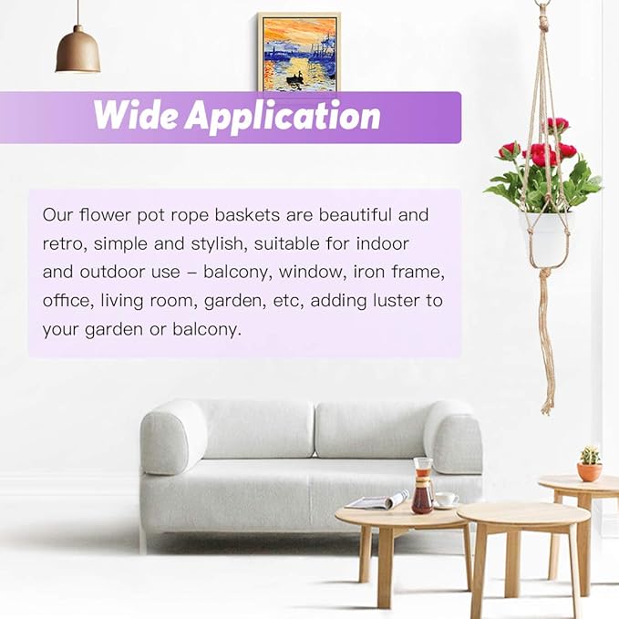 Swpeet 6 Pack 3 Sizes Macrame Hanging Planter Holder Plant Hanger with 6 Pack 2.9 Inch Ceiling Cup Hooks Kit, Hanging Planter Basket Rope Holder for Indoor Outdoor Decorations Beautiful Hanging