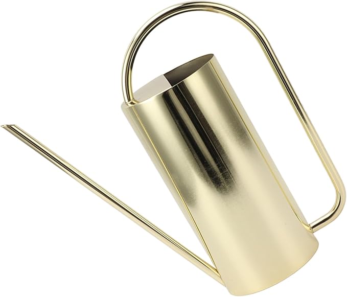 Watering Can, Wide Application Rustproof Long Spout Watering Pot Stainless Steel for Garden (Gold)