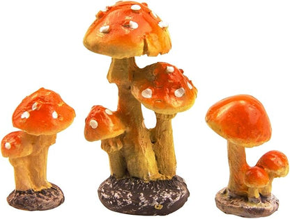 3pcs Resin Mushroom Miniature Fairy Garden Decoration Accessories Sculptures Statues,Yard Decor for Outside Gnomes Outdoor Decor for Patio Zen Garden