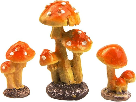 3pcs Resin Mushroom Miniature Fairy Garden Decoration Accessories Sculptures Statues,Yard Decor for Outside Gnomes Outdoor Decor for Patio Zen Garden