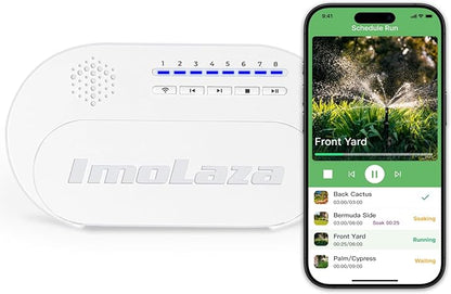ImoLaza 4-Zone Indoor Smart WiFi Sprinkler System Controller, Easy Install Irrigation Timer for Lawn & Garden, Water-Saving Automatic Sprinkler Timer/Controller with Mobile App, Compatible with Alexa