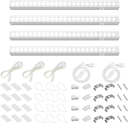 Barrina T5 Grow Lights for Indoor Plants, 5000K Full Spectrum, 1FT LED Growing Lamp, Plant Light Strip, for Seed Starting, Vegetables, Plug and Play, 4-Pack