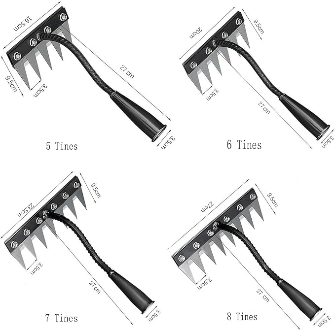 Gardening Hand Weeder Tool,Manual Weeder Tool with Detachable Blades, 4 Sizes High Carbon Steel Dual-Edge Design for Farm Garden Lawn Weed Removal, Soil Cultivation & Root Extraction (6 Tines)