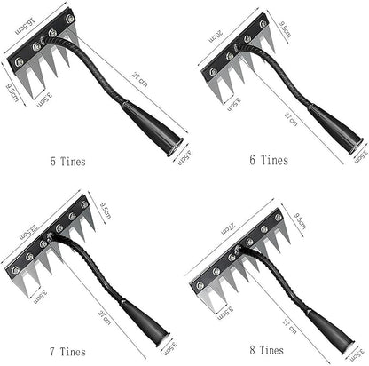 Gardening Hand Weeder Tool,Manual Weeder Tool with Detachable Blades, 4 Sizes High Carbon Steel Dual-Edge Design for Farm Garden Lawn Weed Removal, Soil Cultivation & Root Extraction (6 Tines)