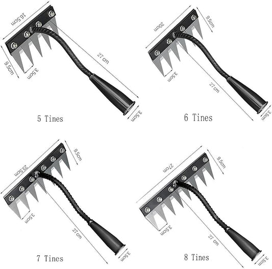 Gardening Hand Weeder Tool,Manual Weeder Tool with Detachable Blades, 4 Sizes High Carbon Steel Dual-Edge Design for Farm Garden Lawn Weed Removal, Soil Cultivation & Root Extraction (6 Tines)