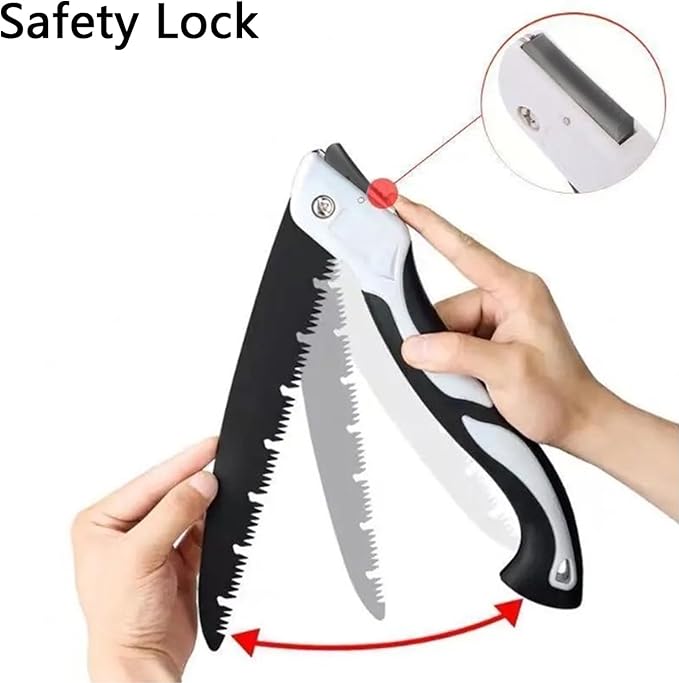 12 Inch Folding Saw, Pruning Hand Saw for Wood Cutting, Garden Pruner with SK5 Curved Blade, Triple- Cut Razor Teeth, Foldable Handsaw for Tree Trimming, Camping, Gardening and Carpentry