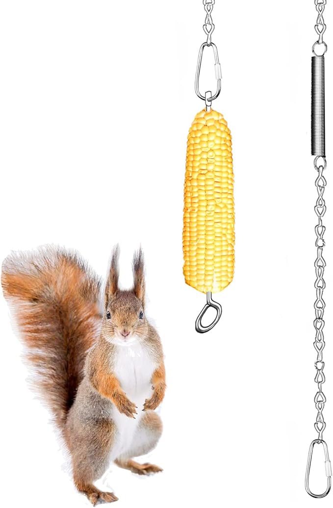 Hanging Squirrel Feeder Outside Corn Cobs Holder for Squirrels Chipmunk Funny Toy