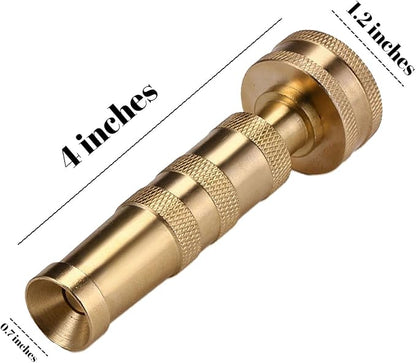 High Pressure Garden Hose Nozzle Heavy Duty Water Sprayer for Garden Spray Patio Outdoor Washer Pet Shower Car Wash attachment (Brass)