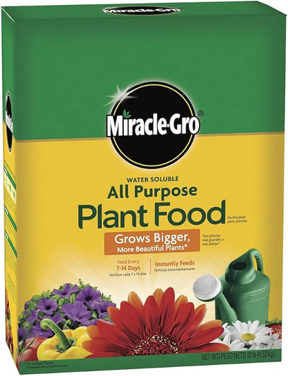 Miracle-Gro Water Soluble All Purpose Plant Food, Plant Fertilizer for Indoor or Outdoor Plants, Roses, Flowers, Houseplants, Vegetables and Trees, 10 lb.