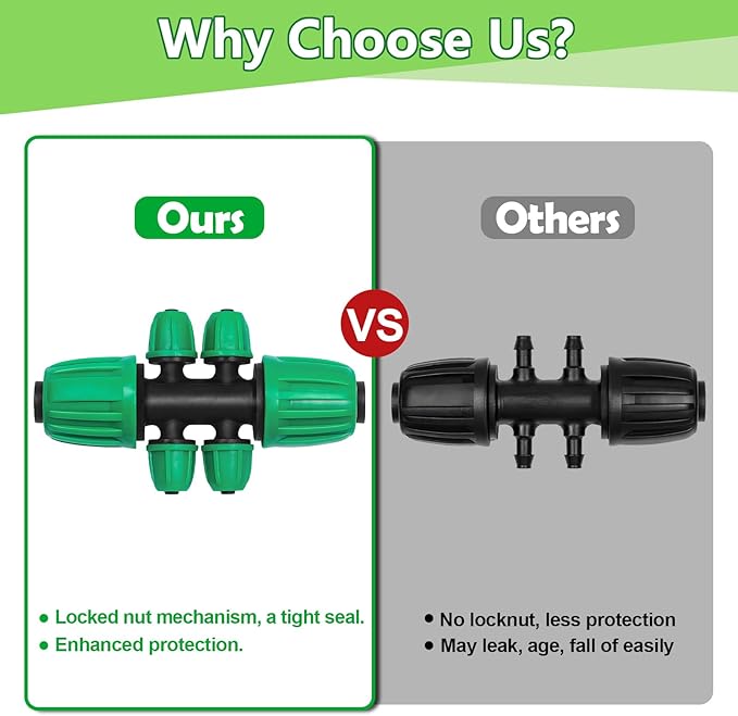 10 Pack 1/2 Inch To 1/4 Inch Drip Irrigation Fittings (1/2" ID x 0.65" OD), Drip Line Irrigation Locked Barbed 1/2" To 1/4" Adapter Anti Leak Irrigation System 1/2 In. To 1/4 In. Reducing Tee