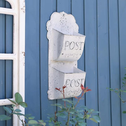 All Chic Outdoor Wall Planters Metal Wall Planter Wall Mounted Planters 2-Tiers White Wall Vase Flower Pot Indoor Outdoor Wall Hanging Planter Shabby Rustic Farmhouse Decor…