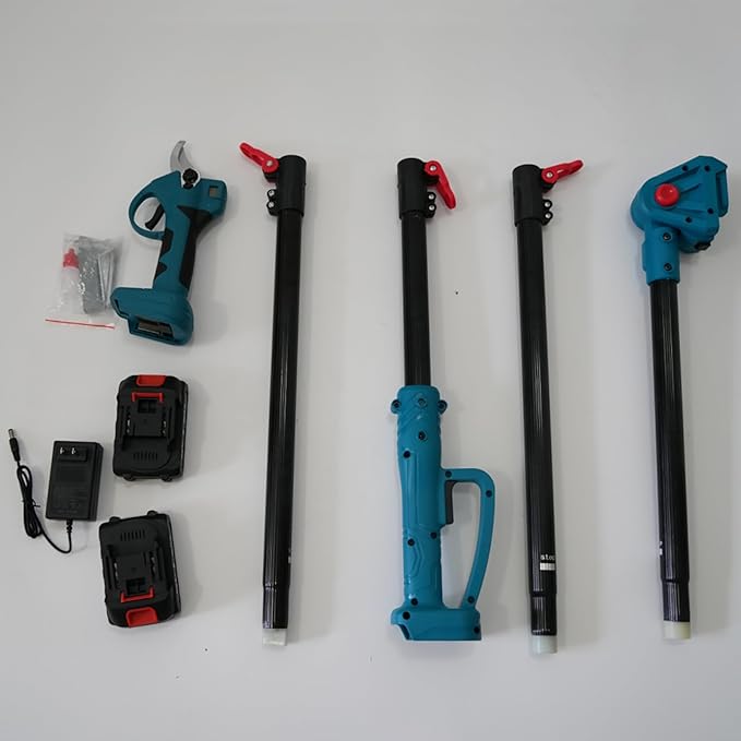 2-IN-1 Brushless Pole Pruning Shear, 2 * 2000mAh Battery, 15ft Reach 1.2" Cutting Diameter, Battery Powered Cordless Electric Pruning Shears, Pole Pruner for Garden Tree Trimming Branch Cutting