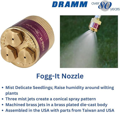 Dramm Fogg-It Mist Spray Nozzle with Brass Jets & Body, Perfect for Delicate Seedlings & Raising Humidty for Wilting Plants, Brass