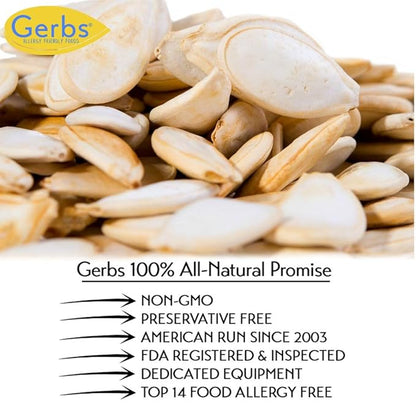 Roasted Unsalted Pumpkin Seeds in Shell by Gerbs – 4 LBS - Top 11 Food Allergen Free & Non GMO - Vegan & Kosher – Premium Whole Pepitas – COG USA