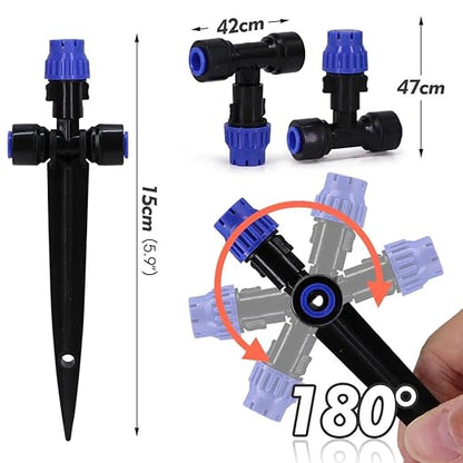 65.6FT Drip Irrigation Kit Quick-Connect Plant Watering System 1/4" Blank Distribution Tubing DIY Automatic Irrigation Equipment Set for Garden Greenhouse Flower Bed Patio Lawn Raised Plants Vegetable
