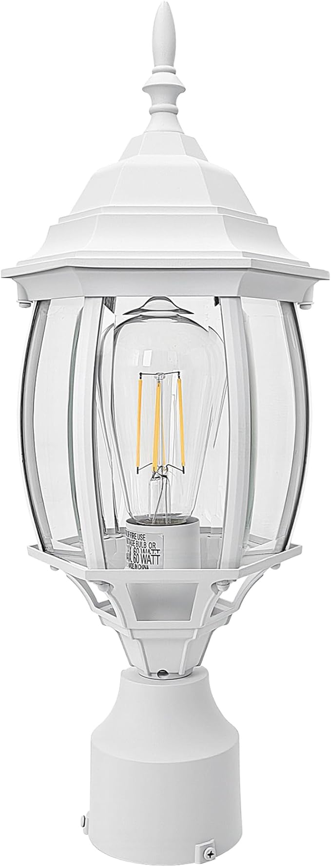 17” White Outdoor Post Light Fixture, Pole Mount Outside Light for Garden Entrance Driveway White Pillar Lantern 17 Inch Pier Mount Outdoor Lamp Post for Front Yard