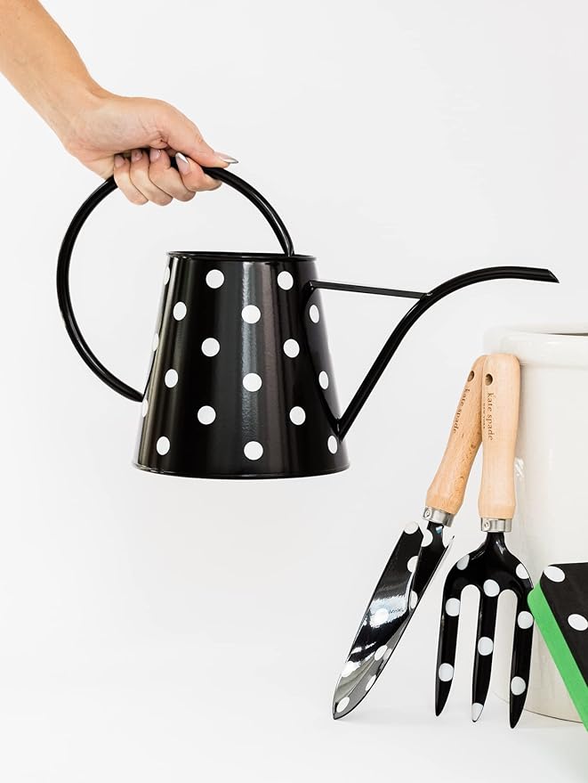 Kate Spade New York 2.5 Liter Indoor Watering Can, Metal Watering Can for House Plants, Cute Gardening Tool for Women, Picture Dot