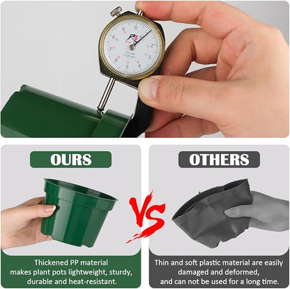 5 Pack 4 Inch Plastic Plant Pots, Thickened Sturdy Nursery Pots, Seed Starter Pots with Drainage Hole, Planting Small Flower Pots, Green