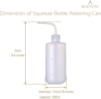 BEADNOVA Irrigation Bottle 500ml 17oz Indoor Plant Watering Can Water Squirt Bottle Plastic Rinse Bottle for Eyelash Extensions Eye Wash Tattoo Lab (1pc)