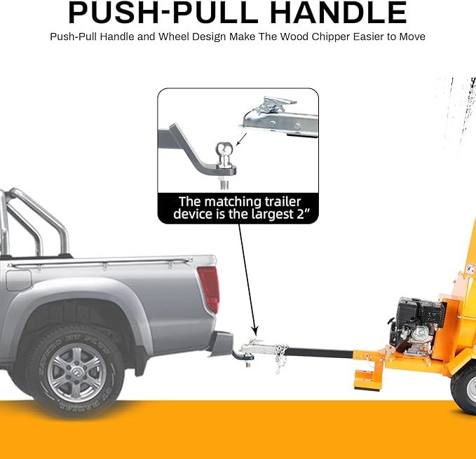 6" Gas Powered Wood Chipper 420cc 15HP Gasoline Engine Leaf Branch Shredder Mulcher Heavy Duty Woodchipper Multi-Function with Towbar & Stop Bar