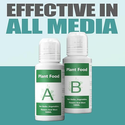 Hydroponics Nutrients for Aerogarden(800ml in Total), Plant Food A & B Hydroponics Supplies, Indoor Plant Fertilizer for Hydroponics Growing System, Hydroponic Solution for Vegetables Thrive