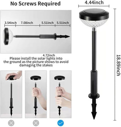 Solar Pathway Lights Outdoor Garden Stake Lamp with LED Solar Powered Light for Yard Patio Landscape Lighting Waterproof Decorative Ground Plug
