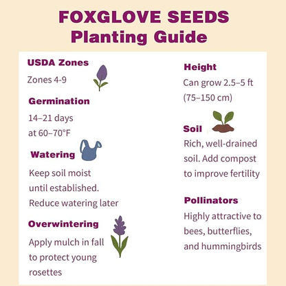 Foxglove Seeds 250,000+ Bulk Pack - Tall Spire Blooms, Mixed Colors for Garden Borders, Easy Planting for Home Gardening - Ideal for Backyard Flower Beds, Landscaping, and Pollinator-Friendly Gardens