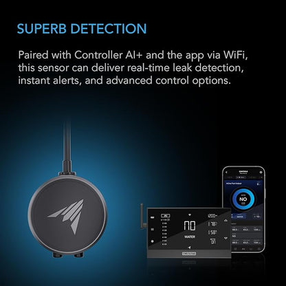 AC Infinity Water Detection Sensor Exclusively for AI Controllers, Monitor Presence of Water in Gardens, Grow Tents, Grow Spaces, Suction and Magnetic Mounting, IP68 Seal Protection