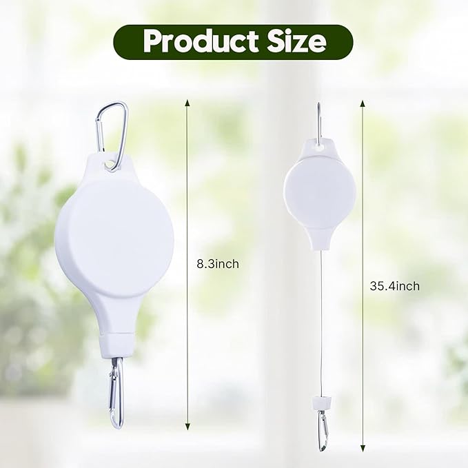 Retractable Plant Hanger with Pulley System, Effortless Raising and Lowering for Indoor and Outdoor Plants, Hanging Planters, Garden Pots & Bird Feeders (4-Pack,White)