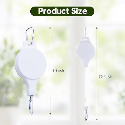 Retractable Plant Hanger with Pulley System, Effortless Raising and Lowering for Indoor and Outdoor Plants, Hanging Planters, Garden Pots & Bird Feeders (4-Pack,White)
