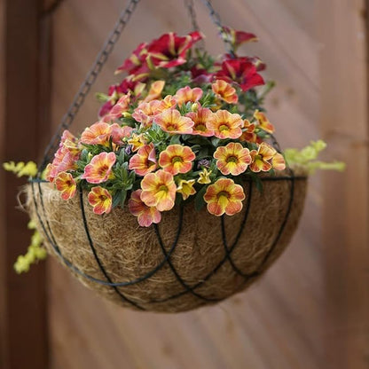 2PCS Hanging Basket Liners Coco Liner 8 Inch Round Coconut Coir Basket for Plants Replacement for Hanging Basket 100% Natural Coconut Fiber Plant Basket Liner for Garden Planter Flower Pot
