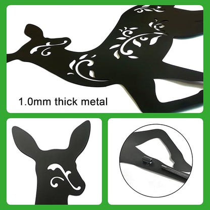 Outdoor Deer Stakes, Set of 3 Metal Deer Garden Decor for Outside,Black Silhouette Yard Art(Deer Black)