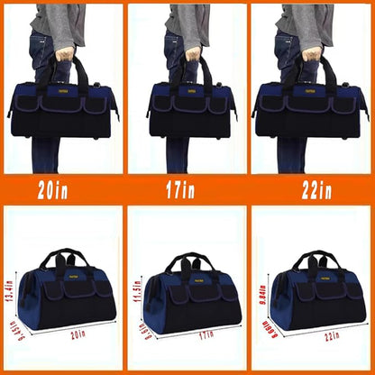 FASTECH 20 Inch Heavy Duty Tools Bag with Wide Mouth for Tool Storage, Carrier and Organizer,Tote Bag for Men/Women, Wide Mouth Tool Bags With Inside Pockets (20 Inch)
