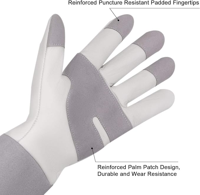 HLDD HANDLANDY Long Gardening Gloves, Leather Thorn Proof Rose Pruning Glove for Men & Women, Great Gift for Gardener