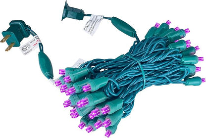 UL Listed 50 Count 5mm Led Lights,Outdoor Mini Led String Lights for Garden Patio Halloween Christmas Trees Lighting Decorations,17 Feet Green Wire,Purple Color