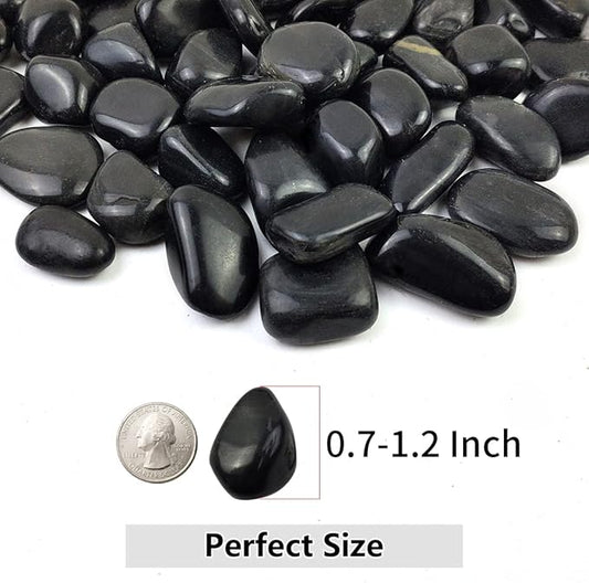 Black Pebbles for Indoor Plants, Natural Polished River Rocks, Small Decorative Stones for Planters Vase Fish Tank Aquariums Landscaping Garden, 5lbs