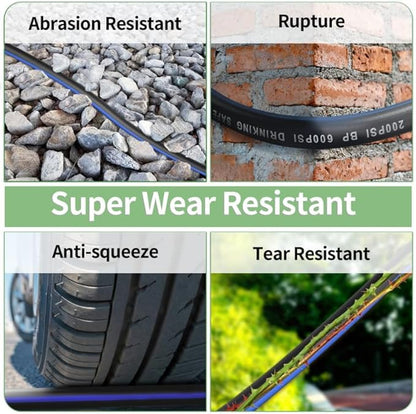 50 FT Garden Hose, Flexible No Kink Heavy Duty Garden Water Hose Flex Copper Bullet Collapsible Washer Rubber Hose 5/8" Soft Lightweight Outdoor Waterhose Manguera Para Jardin